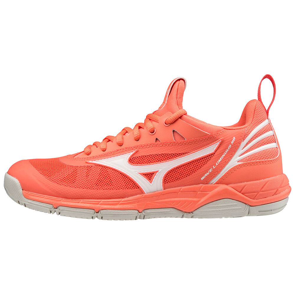 Scarpe da netball Mizuno Wave Luminous Nb Donna - Corallo/Bianche - 65321-ZMBU